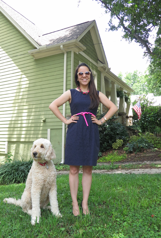 JCrew dress with American Eagle belt