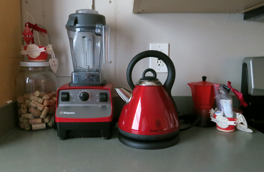 red kitchen appliances